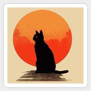 Japanese minimalist cat poster Magnet